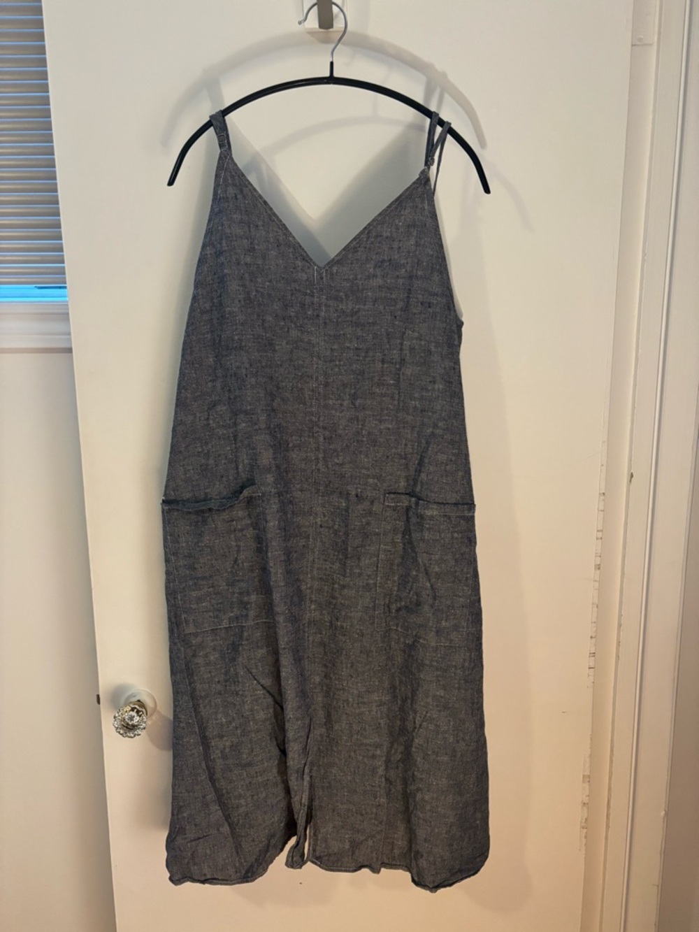 Women's Charcoal Linen-Blend V-Neck Sundress